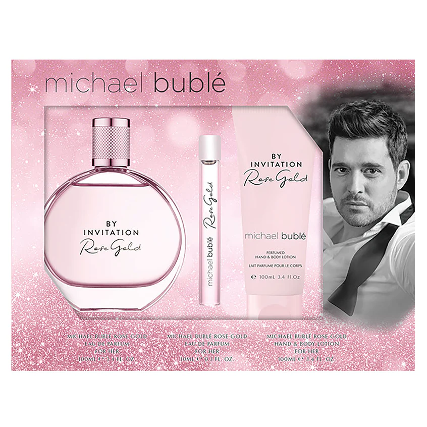 By Invitation Rose Gold by Michael Buble 100ml EDP 3pc Set