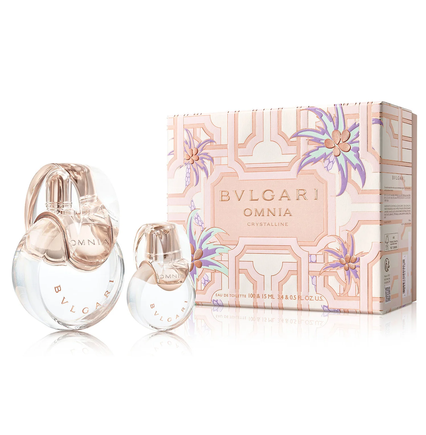 Omnia Crystalline by Bvlgari 100ml EDT 2 Piece Gift Set